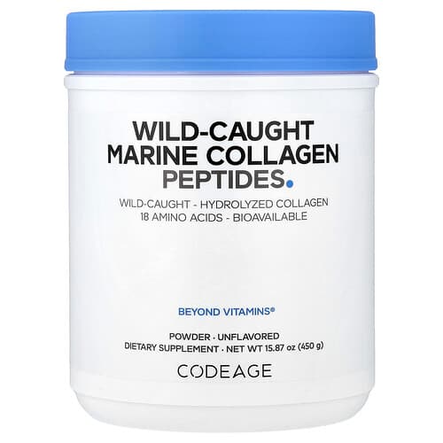 Codeage, Wild-Caught Marine Collagen Peptides Powder, Unflavored, 15.87 oz (450 g)