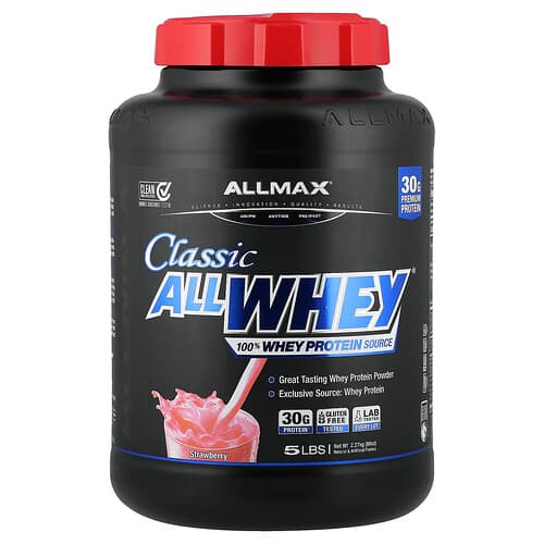 ALLMAX, CLASSIC ALLWHEY®, 100% Whey Protein Source, Strawberry, 5 lbs (2.27 kg)
