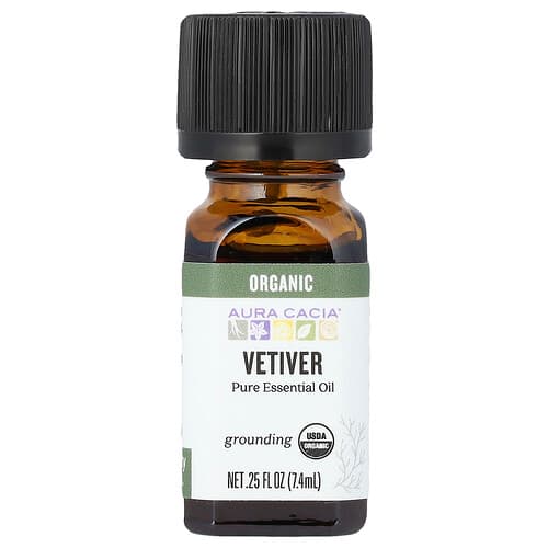 Aura Cacia, Organic Pure Essential Oil, Vetiver, 0.25 fl oz (7.4 ml)