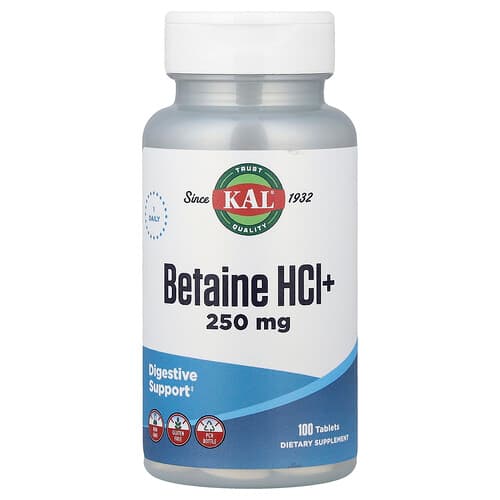 KAL, Betaine HCl+, 100 Tablets