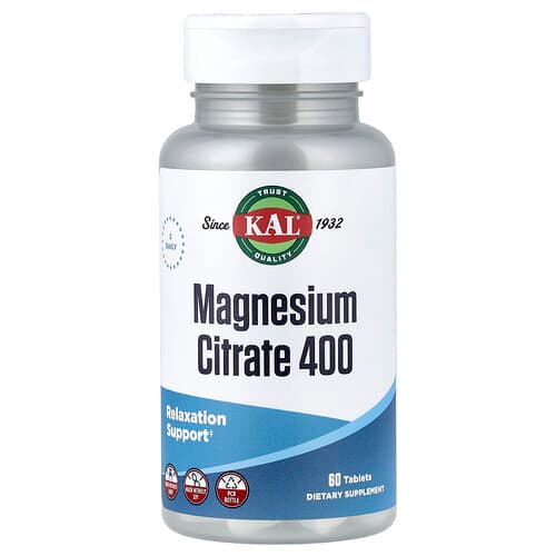 KAL, Magnesium Citrate 400, 60 Tablets (200 mg per Tablet)
