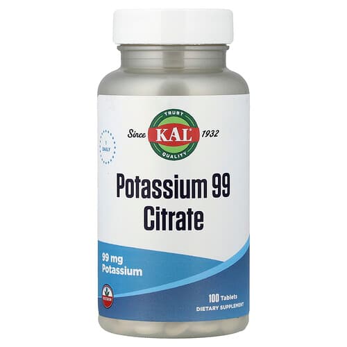 KAL, Potassium 99 Citrate, 99 mg, 100 Tablets