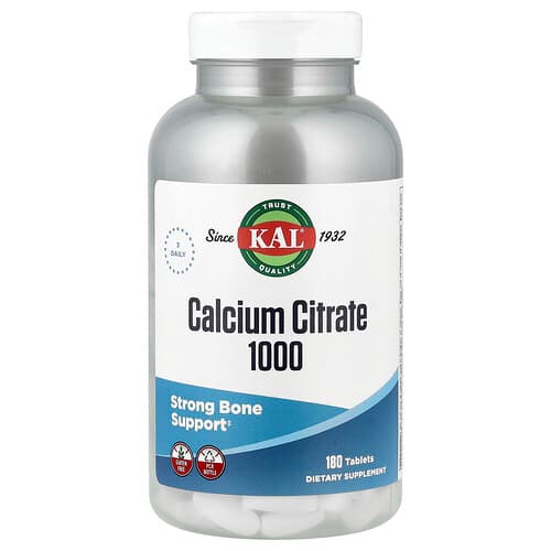 KAL, Calcium Citrate 1000, 180 Tablets (333 mg per Tablet)