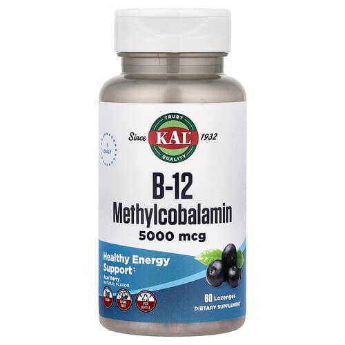 KAL, B-12 Methylcobalamin, Acai Berry, 5,000 mcg, 60 Lozenges