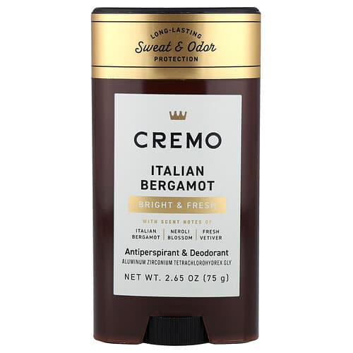 Cremo, Antiperspirant & Deodorant, Italian Bergamot , 2.65 oz (75 g)