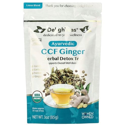 DelighTeas, Herbal Detox Tea, CCF Ginger, Loose Blend, Caffeine Free, 3 oz (85 g)