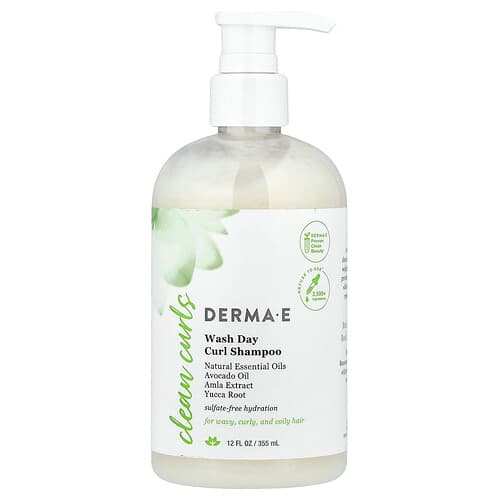 DERMA E, Clean Curls, Wash Day Curl Shampoo, For Wavy, Curly and Coily Hair, 12 fl oz (355 ml)