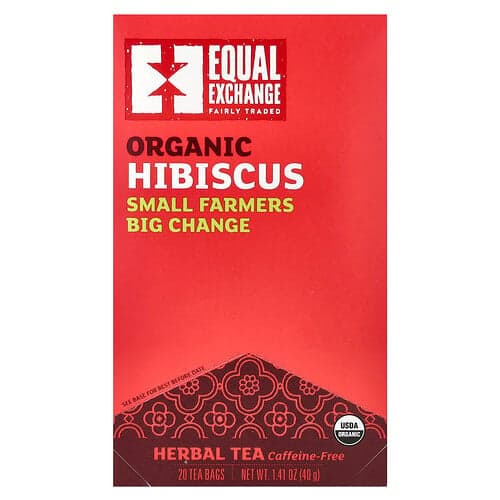 Equal Exchange, Organic Hibiscus, Herbal Tea, Caffeine-Free, 20 Tea Bags, 1.41 oz (40 g)