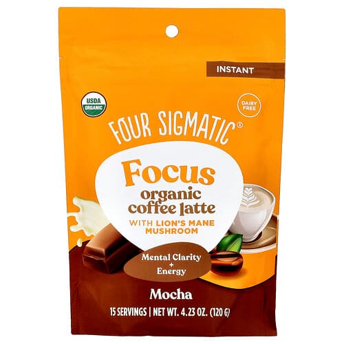 Four Sigmatic, Focus, Organic Instant Coffee Latte With Lion's Mane Mushroom, Mocha, 4.23 oz (120 g)