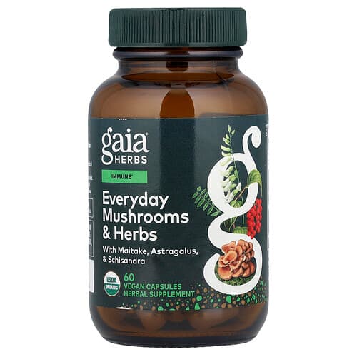 Gaia Herbs, Everyday Mushrooms & Herbs, 60 Vegan Capsules
