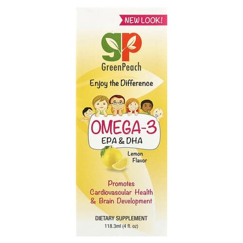 GreenPeach, Omega 3 EPA & DHA, Lemon, 4 fl.oz (118.3 ml)