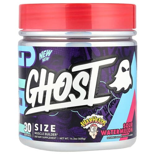 Ghost, Size, Muscle Builder, Warheads® Sour Watermelon, 14.3 oz (405 g)