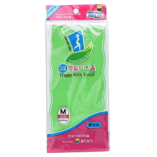 Goldsangsa, Happy Bath Towel, Medium, Green, 1 Count