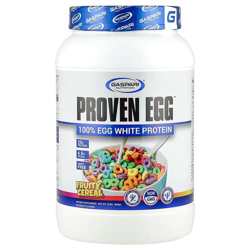 Gaspari Nutrition, Proven Egg™, 100% Egg White Protein, Fruity Cereal, 2 lbs (900 g)