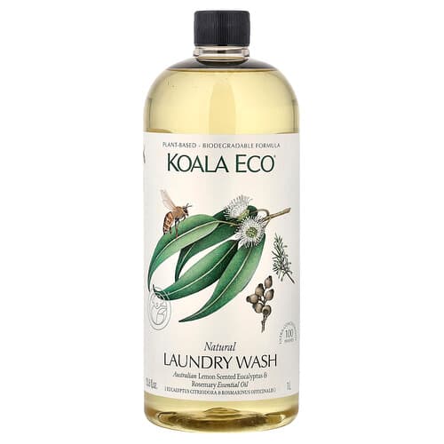 Koala Eco, Natural Laundry Wash, Australian Lemon Scented Eucalyptus & Rosemary Essential Oil, 33.8 fl oz (1 l)