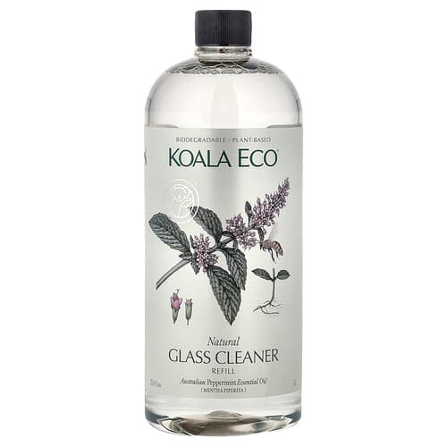 Koala Eco, Natural Glass Cleaner, Refill, Australian Peppermint Essential Oil, 33.8 fl oz (1 l)