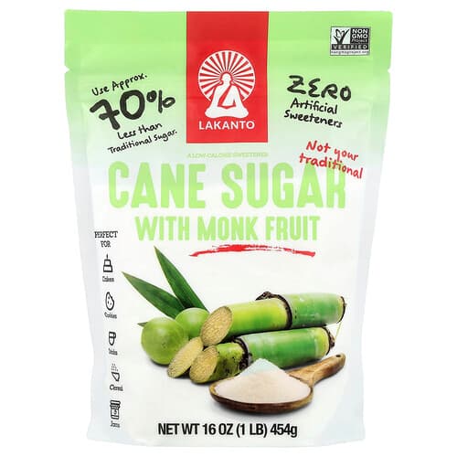 Lakanto, Cane Sugar With Monk Fruit, 16 oz (454 g)