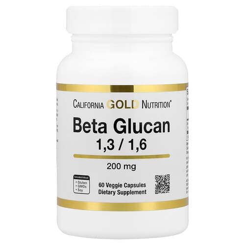 California Gold Nutrition, Beta Glucan 1-3, 1-6, 200 mg, 60 Veggie Capsules
