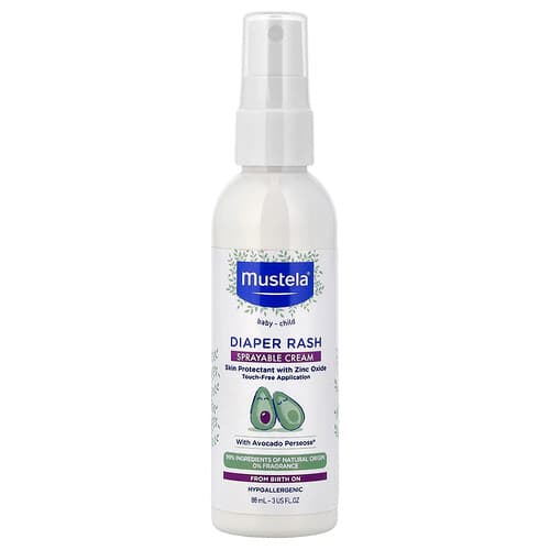 Mustela, Baby-Child, Diaper Rash, Sprayable Cream, Fragrance Free, 3 fl oz (88 ml)