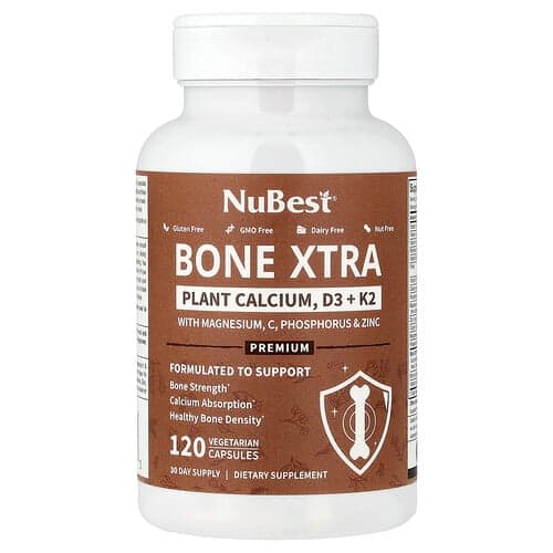NuBest, Bone Xtra, Plant Calcium, D3 + K2, 120 Vegetarian Capsules