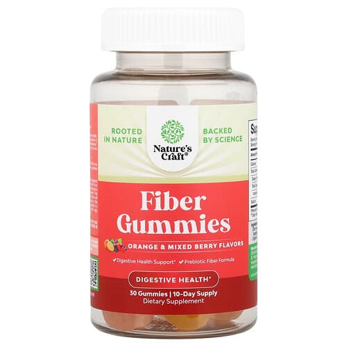 Nature's Craft, Fiber Gummies, Orange & Mixed Berry, 30 Gummies