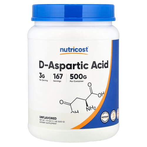 Nutricost, D-Aspartic Acid, Unflavored, 17.9 oz (500 g)
