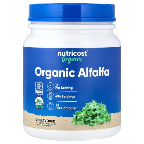 Nutricost, Organic Alfalfa Powder, Unflavored, 16 oz (454 g)
