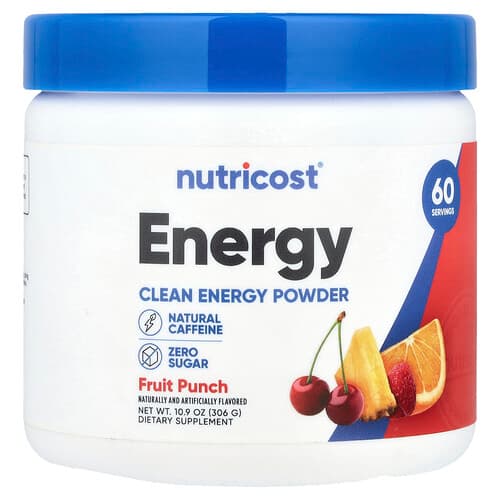 Nutricost, Energy, Clean Energy Powder, Fruit Punch, 10.9 oz (306 g)