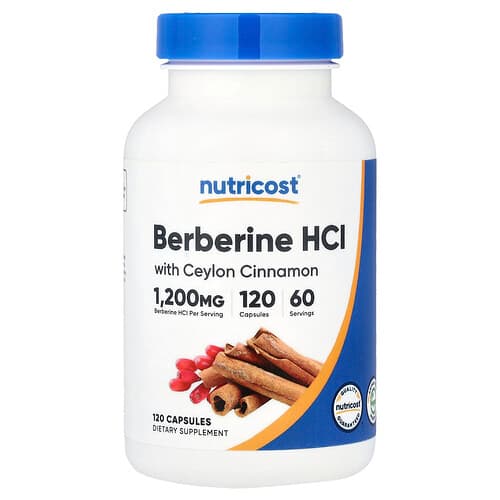 Nutricost, Berberine HCl With Ceylon Cinnamon, 120 Capsules