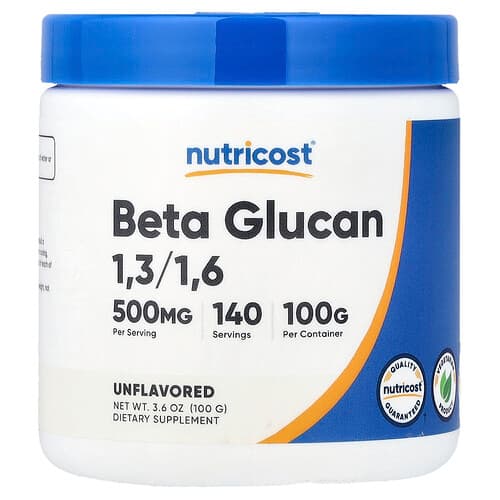 Nutricost, Beta Glucan 1,3/1,6, Unflavored, 3.6 oz (100 g)