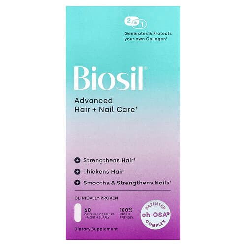 Biosil, Advanced Hair + Nail Care, 60 Original Capsules