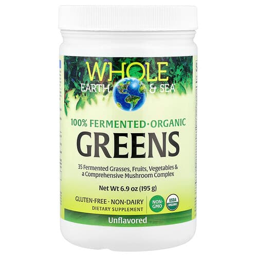 Natural Factors, Whole Earth & Sea®, Organic Greens, Unflavored, 6.9 oz (195 g)