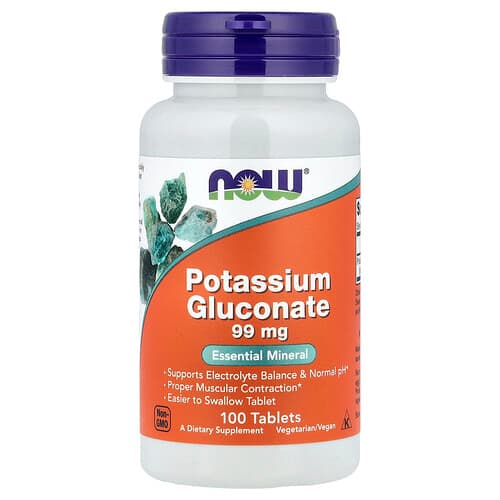 NOW Foods, Potassium Gluconate, 99 mg, 100 Tablets
