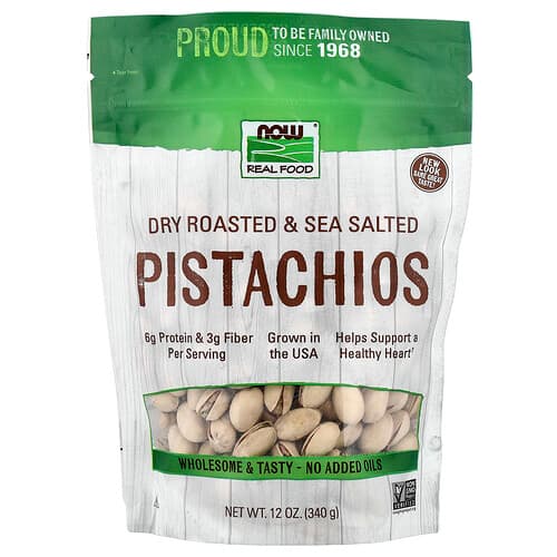 NOW Foods, Real Food, Pistachios, Dry Roasted & Sea Salted, 12 oz (340 g)
