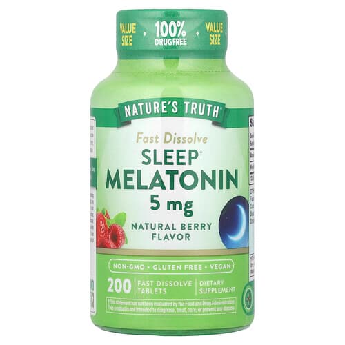 Nature's Truth, Sleep Melatonin, Natural Berry, 5 mg, 200 Fast Dissolve Tablets