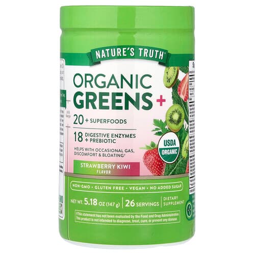 Nature's Truth, Organic Greens+, Strawberry Kiwi, 5.18 oz (147 g)