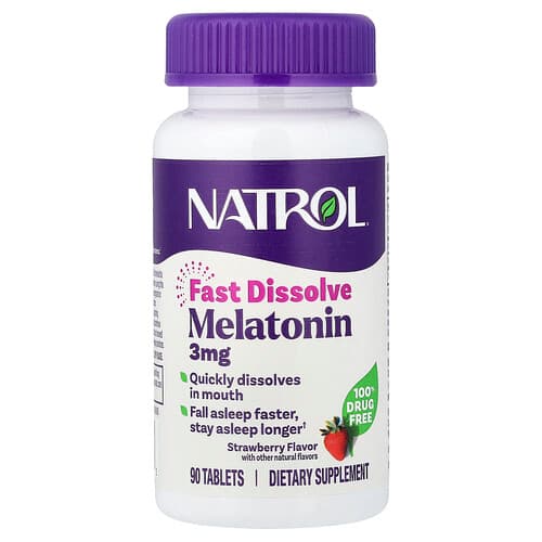 Natrol, Melatonin, Fast Dissolve, Strawberry, 3 mg, 90 Tablets