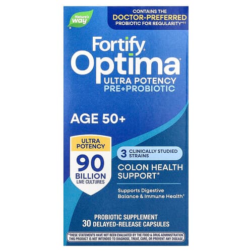 Nature's Way, Fortify®, Optima® Pre + Probiotic, Ultra Potency, Age 50+ , 30 Delayed-Release Capsules