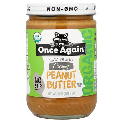 Once Again, Organic Peanut Butter, Creamy, Lightly Sweetened, 16 oz (454 g)