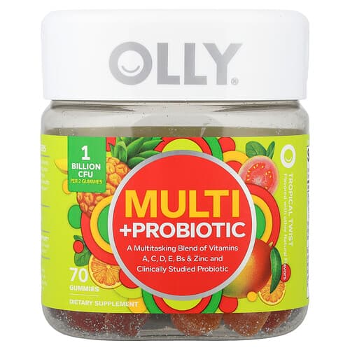 OLLY, Multi + Probiotic Gummies, Tropical Twist, 70 Gummies