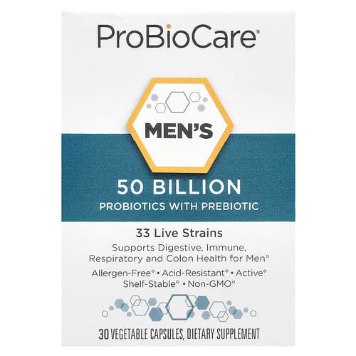 ProBioCare, Men's Probiotics with Prebiotic, 50 Billion, 30 Vegetable Capsules