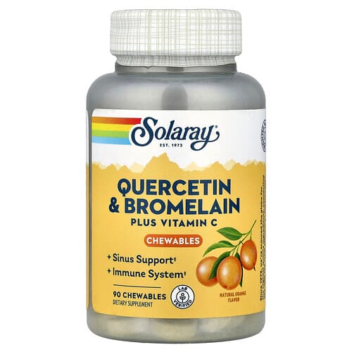 Solaray, Quercetin & Bromelain Plus Vitamin C Chewables, Natural Orange, 90 Chewables