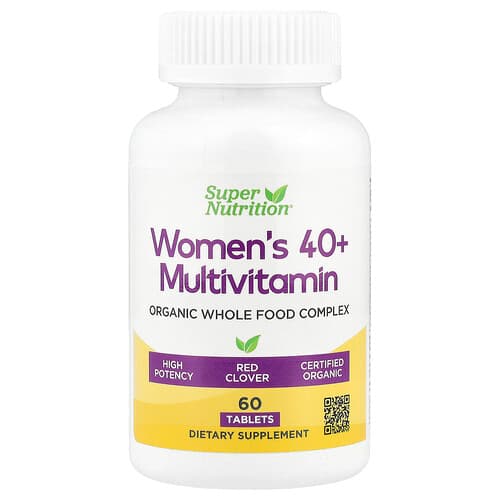 Super Nutrition, Organic Whole Food Women's 40+ Multivitamin with Organic Amla Extract, Organic Sunflower Extract, Organic Moringa Extract, and