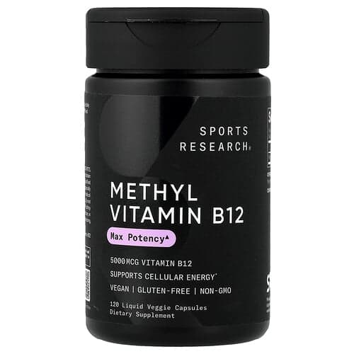 Sports Research, Methyl Vitamin B12, 5,000 mcg, 120 Liquid Veggie Capsules