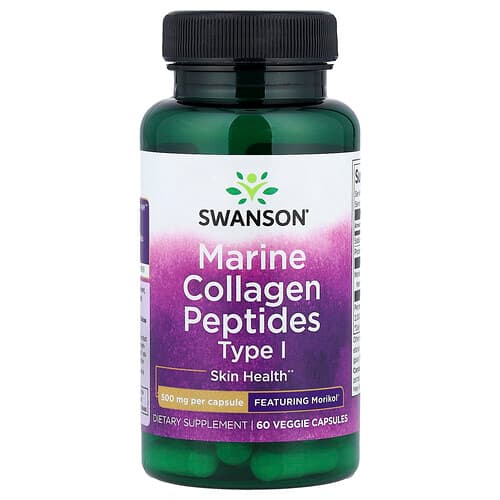 Swanson Vitamins, Marine Collagen Peptides Type 1, 500 mg, 60 Veggie Capsules