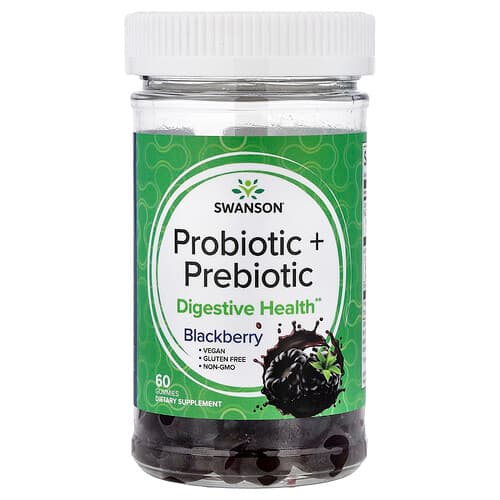 Swanson Vitamins, Probiotic + Prebiotic Gummies, Blackberry, 60 Gummies
