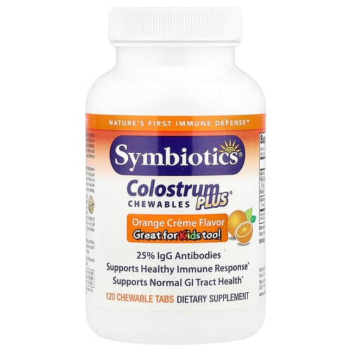 Symbiotics, Colostrum Plus® Chewables, Orange Creme, 120 Chewable Tabs