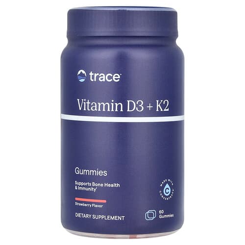 Trace, Vitamin D3 + K2 Gummies, Strawberry, 60 Gummies