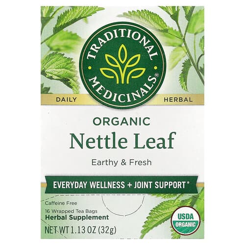 Traditional Medicinals, Organic Nettle Leaf, Caffeine Free, 16 Wrapped Tea Bags, 1.13 oz (32 g)