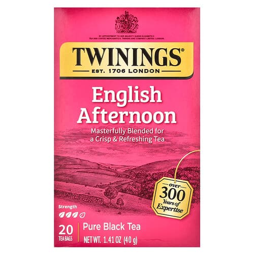 Twinings, Pure Black Tea, English Afternoon, 20 Tea Bags, 1.41 oz (40 g)